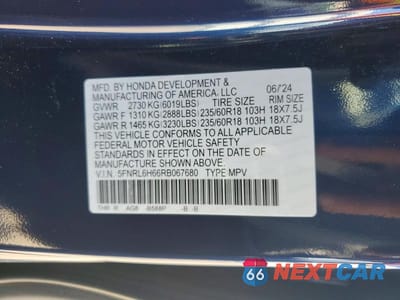 Zdjęcie 14 z 14 samochodu: 2024 HONDA ODYSSEY EXL VIN:5FNRL6H66RB067680 - miniatura
