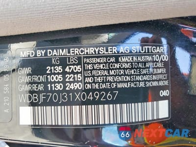 Zdjęcie 12 z 12 samochodu: 2001 MERCEDES-BENZ E 430 VIN:WDBJF70J31X049267 - miniatura