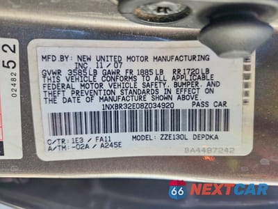 Zdjęcie 13 z 13 samochodu: 2008 TOYOTA COROLLA VIN:1NXBR32E08Z034920 - miniatura