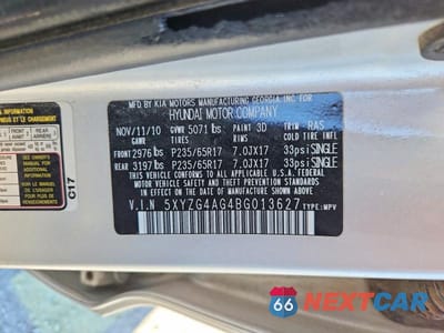 Zdjęcie 13 z 13 samochodu: 2011 HYUNDAI SANTA FE GLS VIN:5XYZG4AG4BG013627 - miniatura