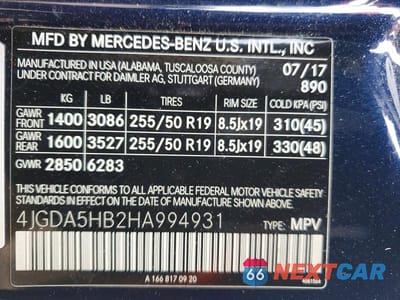 Zdjęcie 13 z 13 samochodu: 2017 MERCEDES-BENZ GLE 350 4MATIC VIN:4JGDA5HB2HA994931 - miniatura