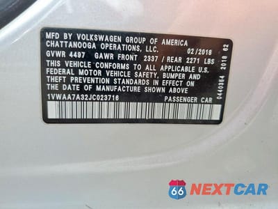 Zdjęcie 12 z 12 samochodu: 2018 VOLKSWAGEN PASSAT S VIN:1VWAA7A32JC023716 - miniatura