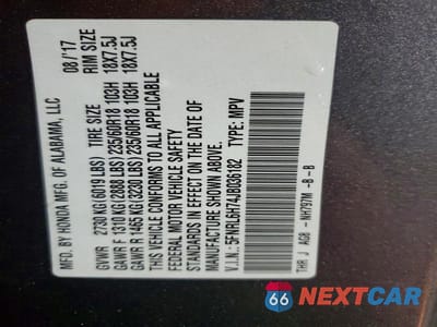Zdjęcie 13 z 13 samochodu: 2018 HONDA ODYSSEY EXL VIN:5FNRL6H74JB036182 - miniatura