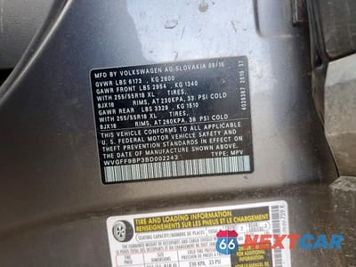 Zdjęcie 12 z 12 samochodu: 2011 VOLKSWAGEN TOUAREG V6 VIN:WVGFF9BP3BD002243 - miniatura
