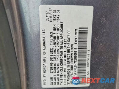 Zdjęcie 13 z 13 samochodu: 2018 HONDA ODYSSEY EXL VIN:5FNRL6H7XJB009312 - miniatura