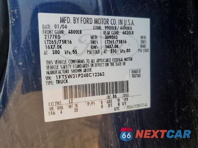 Zdjęcie 12 z 12 samochodu: 2004 FORD F350 SRW SUPER DUTY VIN:1FTSW31P24EC12363 - miniatura