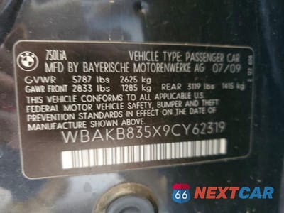 Zdjęcie 12 z 12 samochodu: 2009 BMW 750 LI VIN:WBAKB835X9CY62319 - miniatura