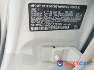 Zdjęcie 13 z 13 samochodu: 2013 BMW X3 XDRIVE28I VIN:5UXWX9C53D0A29582 - miniatura