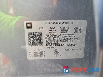 Zdjęcie 13 z 13 samochodu: 2019 CHEVROLET TAHOE C1500 LT VIN:1GNSCBKC6KR106980 - miniatura