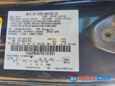 Zdjęcie 12 z 12 samochodu: 2024 FORD MUSTANG VIN:1FAGP8UH7R5127021 - miniatura