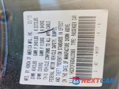 Zdjęcie 12 z 12 samochodu: 2013 HONDA ACCORD EXL VIN:1HGCR3F88DA022685 - miniatura