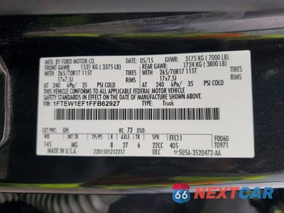 Zdjęcie 13 z 13 samochodu: 2015 FORD F150 SUPERCREW VIN:1FTEW1EF1FFB62927 - miniatura
