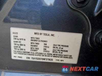 Zdjęcie 13 z 13 samochodu: 2022 TESLA MODEL Y VIN:7SAYGDEF8NF379635 - miniatura