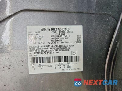 Zdjęcie 13 z 13 samochodu: 2022 FORD EDGE TITANIUM VIN:2FMPK4K94NBA63969 - miniatura