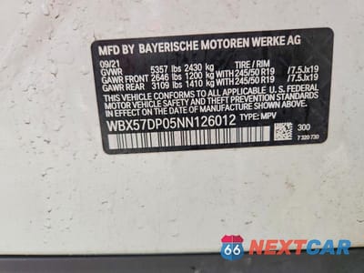 Zdjęcie 13 z 13 samochodu: 2022 BMW X3 XDRIVE30I VIN:WBX57DP05NN126012 - miniatura