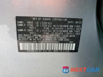 Zdjęcie 12 z 12 samochodu: 2023 SUBARU OUTBACK LIMITED VIN:4S4BTANC6P3117840 - miniatura