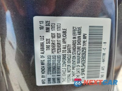 Zdjęcie 13 z 13 samochodu: 2014 HONDA ODYSSEY EXL VIN:5FNRL5H63EB036259 - miniatura