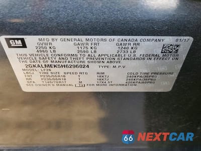 Zdjęcie 13 z 13 samochodu: 2017 GMC TERRAIN SLE VIN:2GKALMEK5H6296024 - miniatura