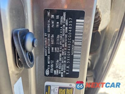 Zdjęcie 12 z 12 samochodu: 2012 KIA OPTIMA SX VIN:5XXGR4A62CG048357 - miniatura
