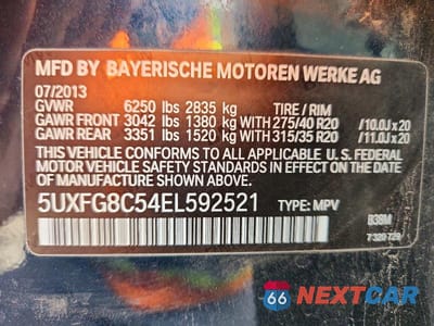 Zdjęcie 13 z 13 samochodu: 2014 BMW X6 XDRIVE50I VIN:5UXFG8C54EL592521 - miniatura