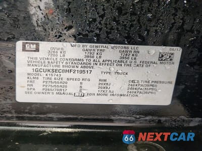 Zdjęcie 13 z 13 samochodu: 2017 CHEVROLET SILVERADO K1500 LTZ VIN:1GCUKSEC8HF219517 - miniatura