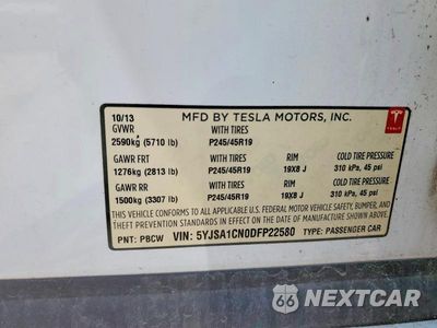 Zdjęcie 12 z 12 samochodu: 2013 TESLA MODEL S VIN:5YJSA1CN0DFP22580 - miniatura