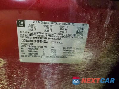 Zdjęcie 13 z 13 samochodu: 2011 CHEVROLET EQUINOX LT VIN:2CNALDEC0B6414973 - miniatura
