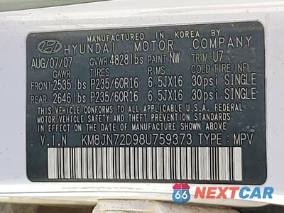Zdjęcie 13 z 13 samochodu: 2008 HYUNDAI TUCSON SE VIN:KM8JN72D98U759373 - miniatura