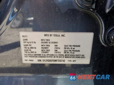 Zdjęcie 13 z 13 samochodu: 2021 TESLA MODEL Y VIN:5YJYGDEF8MF250743 - miniatura