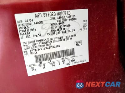 Zdjęcie 12 z 12 samochodu: 2004 FORD F250 SUPER DUTY VIN:1FTNW21L94ED32682 - miniatura