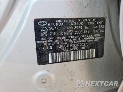 Zdjęcie 13 z 13 samochodu: 2019 HYUNDAI ELANTRA SEL VIN:KMHD84LFXKU770375 - miniatura