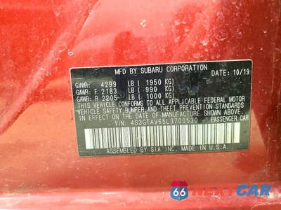 Zdjęcie 12 z 12 samochodu: 2020 SUBARU IMPREZA PREMIUM VIN:4S3GTAV65L3700530 - miniatura