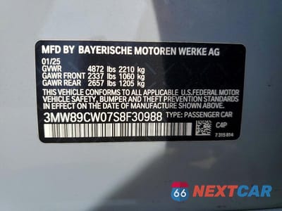 Zdjęcie 12 z 12 samochodu: 2025 BMW 330XI VIN:3MW89CW07S8F30988 - miniatura