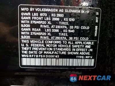 Zdjęcie 13 z 13 samochodu: 2017 VOLKSWAGEN TOUAREG WOLFSBURG VIN:WVGRF7BP5HD006143 - miniatura