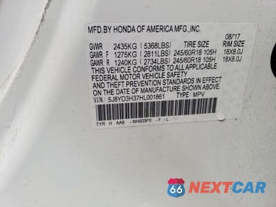 Zdjęcie 13 z 13 samochodu: 2017 ACURA MDX VIN:5J8YD3H37HL001861 - miniatura