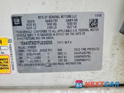 Zdjęcie 13 z 13 samochodu: 2015 GMC ACADIA VIN:1GKKVTKD7FJ229293 - miniatura