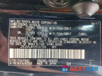 Zdjęcie 14 z 14 samochodu: 2017 TOYOTA 4RUNNER SR5 VIN:JTEZU5JR1H5161506 - miniatura