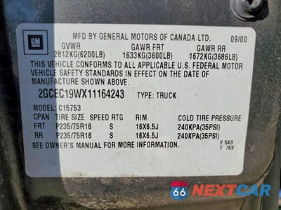 Zdjęcie 12 z 12 samochodu: 2001 CHEVROLET SILVERADO C1500 VIN:2GCEC19WX11164243 - miniatura