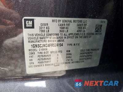 Zdjęcie 13 z 13 samochodu: 2015 CHEVROLET SUBURBAN C1500 LT VIN:1GNSCJKC4FR524194 - miniatura