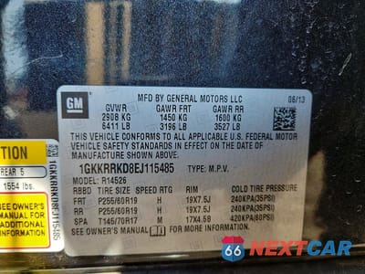 Zdjęcie 13 z 13 samochodu: 2014 GMC ACADIA SLT-1 VIN:1GKKRRKD8EJ115485 - miniatura
