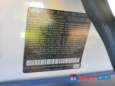 Zdjęcie 12 z 12 samochodu: 2021 LAND ROVER RANGE ROVER HSE WESTMINSTER EDITION VIN:SALGS2RU5MA447653 - miniatura