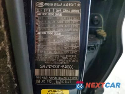 Zdjęcie 13 z 13 samochodu: 2013 LAND ROVER RANGE ROVER EVOQUE PURE VIN:SALVN2BGXDH840090 - miniatura