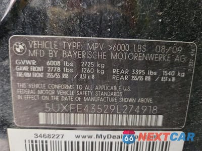 Zdjęcie 13 z 13 samochodu: 2009 BMW X5 XDRIVE30I VIN:5UXFE43529L274918 - miniatura