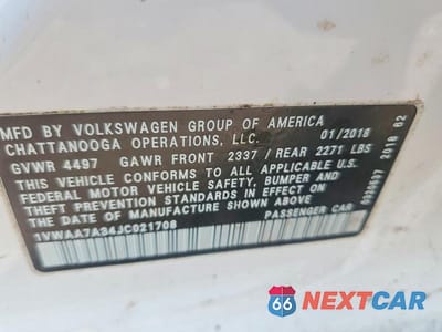 Zdjęcie 13 z 13 samochodu: 2018 VOLKSWAGEN PASSAT S VIN:1VWAA7A34JC021708 - miniatura