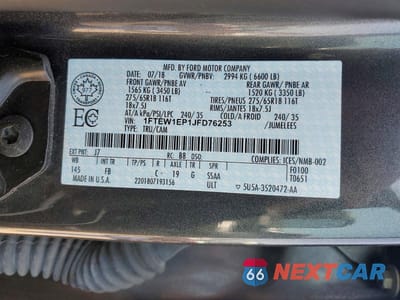 Zdjęcie 13 z 13 samochodu: 2018 FORD F150 SUPERCREW VIN:1FTEW1EP1JFD76253 - miniatura