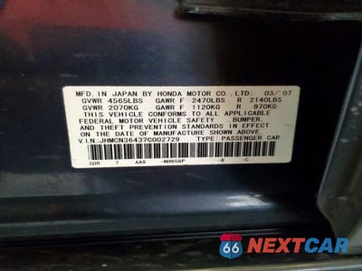 Zdjęcie 12 z 12 samochodu: 2007 HONDA ACCORD HYBRID VIN:JHMCN36437C002729 - miniatura