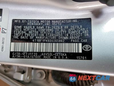 Zdjęcie 12 z 12 samochodu: 2013 TOYOTA CAMRY LE AUTOMATIC VIN:4T1BF1FK6DU265862 - miniatura