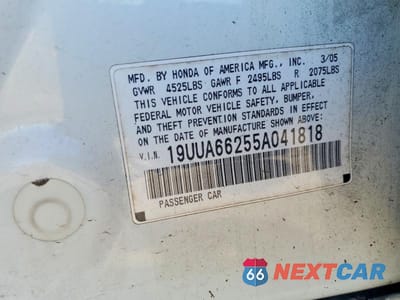 Zdjęcie 12 z 12 samochodu: 2005 ACURA TL VIN:19UUA66255A041818 - miniatura
