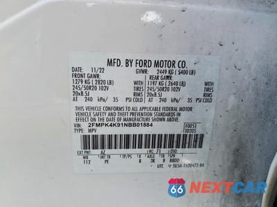 Zdjęcie 13 z 13 samochodu: 2022 FORD EDGE TITANIUM VIN:2FMPK4K91NBB01884 - miniatura