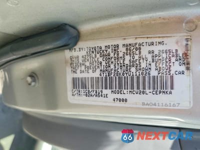Zdjęcie 12 z 12 samochodu: 2000 TOYOTA CAMRY VIN:4T1BF28K0YU111026 - miniatura
